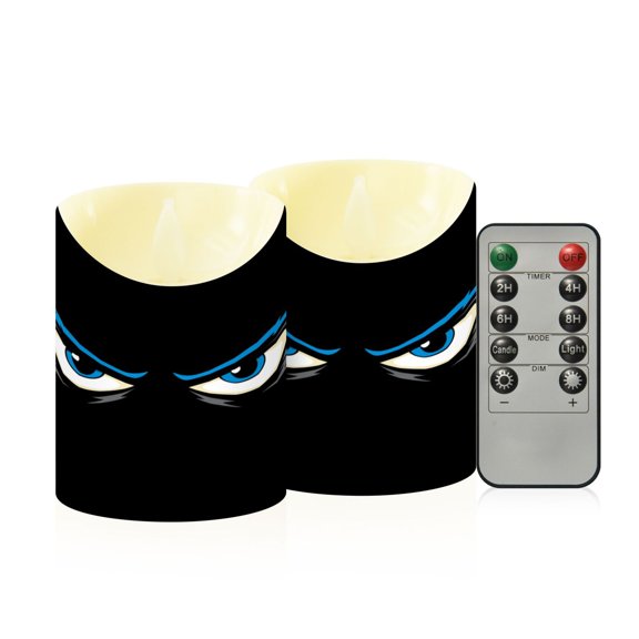 RMDQTR 2PCS Tapered Flickering Flame Candle Lamp LED Simulated Candle Christmas Holiday Decorations Flame-Free Safety Ambient Lighting Angry Blue Eyes