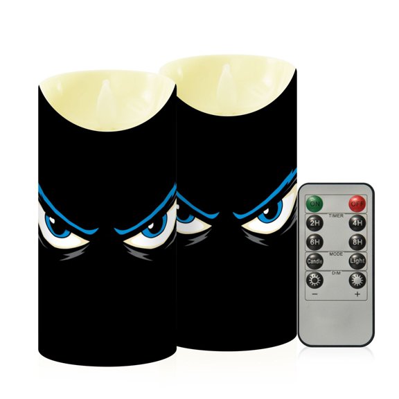 RMDQTR 2PCS Tapered Flickering Flame Candle Lamp LED Simulated Candle Christmas Holiday Decorations Flame-Free Safety Ambient Lighting Angry Blue Eyes