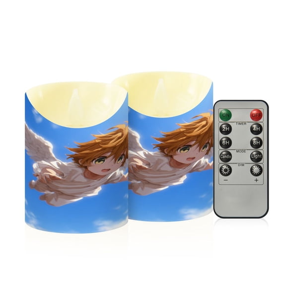 RMDQTR 2PCS Tapered Flickering Flame Candle Lamp LED Simulated Candle Christmas Holiday Decorations Flame-Free Safety Ambient Lighting Anime Angel