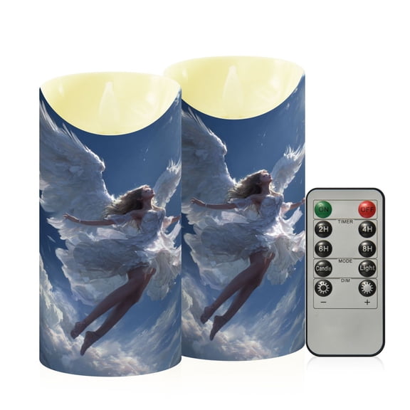 RMDQTR 2PCS Tapered Flickering Flame Candle Lamp LED Simulated Candle Christmas Holiday Decorations Flame-Free Safety Ambient Lighting Beautiful Angel