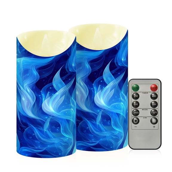 RMDQTR 2PCS Tapered Flickering Flame Candle Lamp LED Simulated Candle Christmas Holiday Decorations Flame-Free Safety Ambient Lighting Blue Flames Pattern