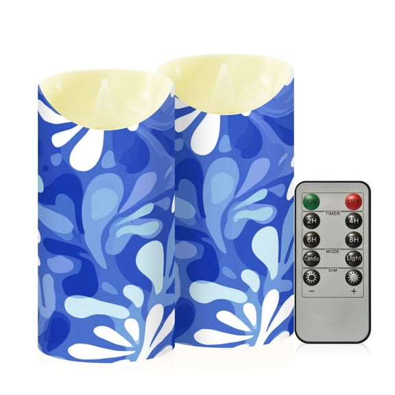 RMDQTR 2PCS Tapered Flickering Flame Candle Lamp LED Simulated Candle Christmas Holiday Decorations Flame-Free Safety Ambient Lighting Blue Playful Splashes