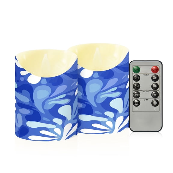 RMDQTR 2PCS Tapered Flickering Flame Candle Lamp LED Simulated Candle Christmas Holiday Decorations Flame-Free Safety Ambient Lighting Blue Playful Splashes