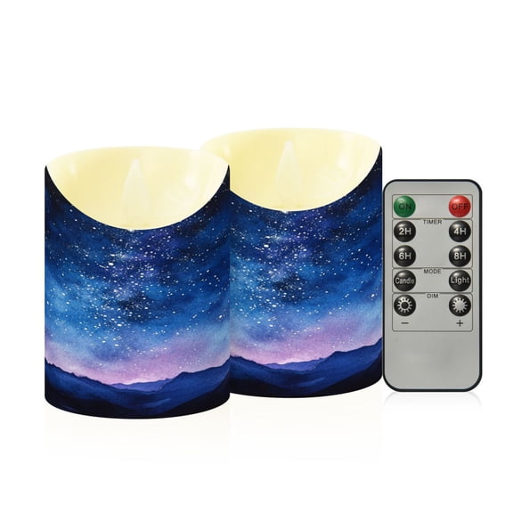 RMDQTR 2PCS Tapered Flickering Flame Candle Lamp LED Simulated Candle Christmas Holiday Decorations Flame-Free Safety Ambient Lighting Bright Starry Sky