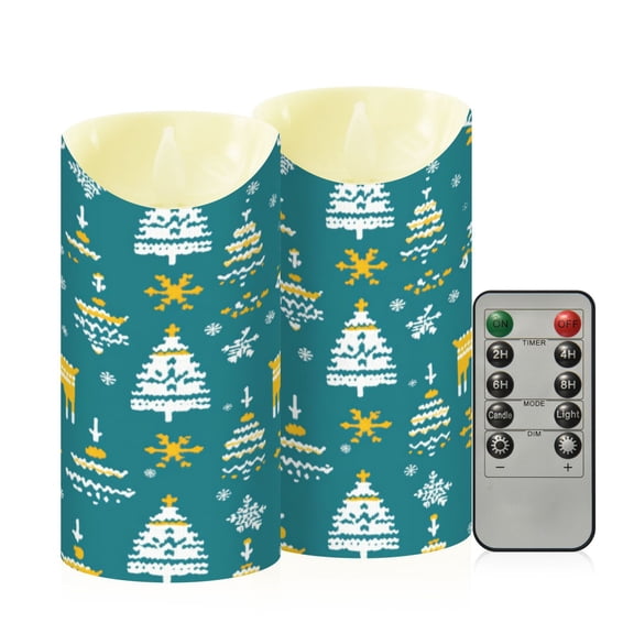RMDQTR 2PCS Tapered Flickering Flame Candle Lamp LED Simulated Candle Christmas Holiday Decorations Flame-Free Safety Ambient Lighting Christmas Knitted Texture
