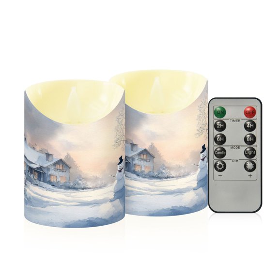RMDQTR 2PCS Tapered Flickering Flame Candle Lamp LED Simulated Candle Christmas Holiday Decorations Flame-Free Safety Ambient Lighting Christmas Winter Scene