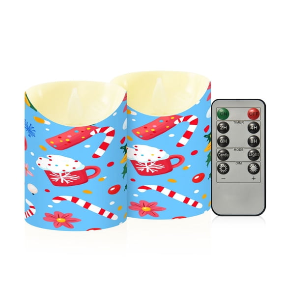 RMDQTR 2PCS Tapered Flickering Flame Candle Lamp LED Simulated Candle Christmas Holiday Decorations Flame-Free Safety Ambient Lighting Colorful Christmas