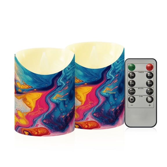 RMDQTR 2PCS Tapered Flickering Flame Candle Lamp LED Simulated Candle Christmas Holiday Decorations Flame-Free Safety Ambient Lighting Colors Mingle Fluid Art