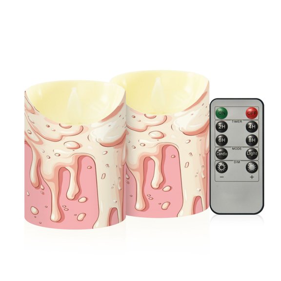 RMDQTR 2PCS Tapered Flickering Flame Candle Lamp LED Simulated Candle Christmas Holiday Decorations Flame-Free Safety Ambient Lighting Creamy Dripping Pattern