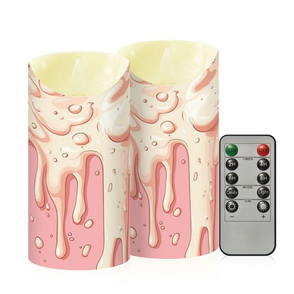 RMDQTR 2PCS Tapered Flickering Flame Candle Lamp LED Simulated Candle Christmas Holiday Decorations Flame-Free Safety Ambient Lighting Creamy Dripping Pattern