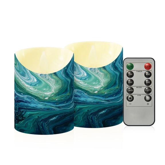 RMDQTR 2PCS Tapered Flickering Flame Candle Lamp LED Simulated Candle Christmas Holiday Decorations Flame-Free Safety Ambient Lighting Dark Blue Fluid