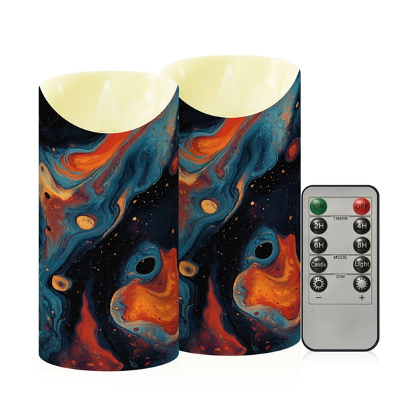RMDQTR 2PCS Tapered Flickering Flame Candle Lamp LED Simulated Candle Christmas Holiday Decorations Flame-Free Safety Ambient Lighting Dark Color Fluid Marbled