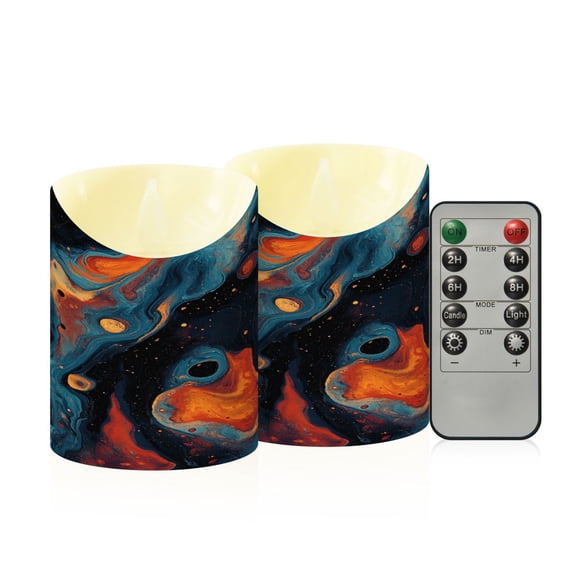 RMDQTR 2PCS Tapered Flickering Flame Candle Lamp LED Simulated Candle Christmas Holiday Decorations Flame-Free Safety Ambient Lighting Dark Color Fluid Marbled