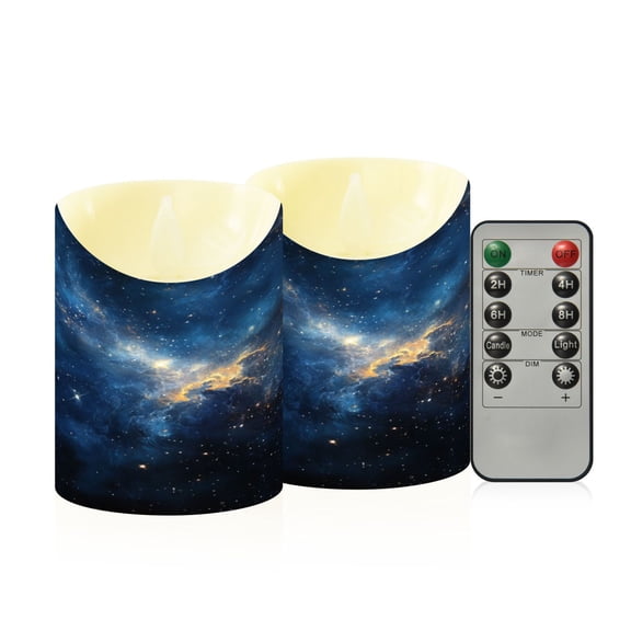 RMDQTR 2PCS Tapered Flickering Flame Candle Lamp LED Simulated Candle Christmas Holiday Decorations Flame-Free Safety Ambient Lighting Dark Starry Sky