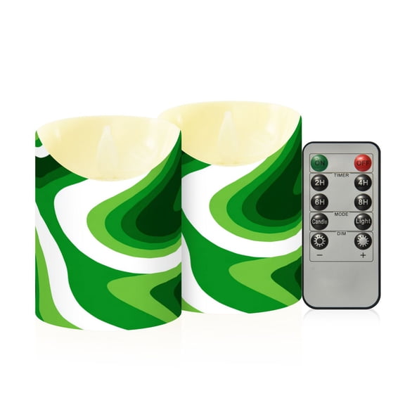 RMDQTR 2PCS Tapered Flickering Flame Candle Lamp LED Simulated Candle Christmas Holiday Decorations Flame-Free Safety Ambient Lighting Deep Green Thick Lines