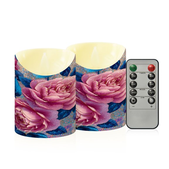 RMDQTR 2PCS Tapered Flickering Flame Candle Lamp LED Simulated Candle Christmas Holiday Decorations Flame-Free Safety Ambient Lighting Digital Art Roses