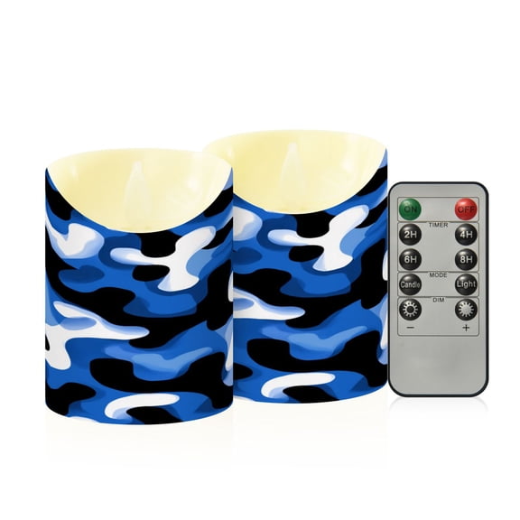 RMDQTR 2PCS Tapered Flickering Flame Candle Lamp LED Simulated Candle Christmas Holiday Decorations Flame-Free Safety Ambient Lighting Digital Blue and Black