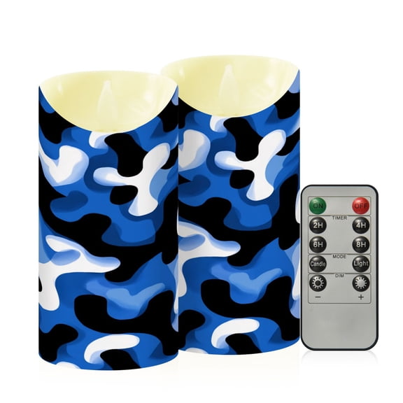 RMDQTR 2PCS Tapered Flickering Flame Candle Lamp LED Simulated Candle Christmas Holiday Decorations Flame-Free Safety Ambient Lighting Digital Blue and Black