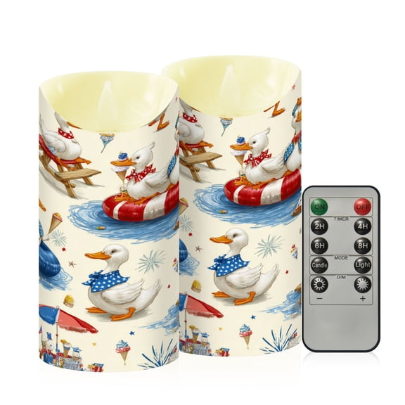 RMDQTR 2PCS Tapered Flickering Flame Candle Lamp LED Simulated Candle Christmas Holiday Decorations Flame-Free Safety Ambient Lighting Duck Amusement Park