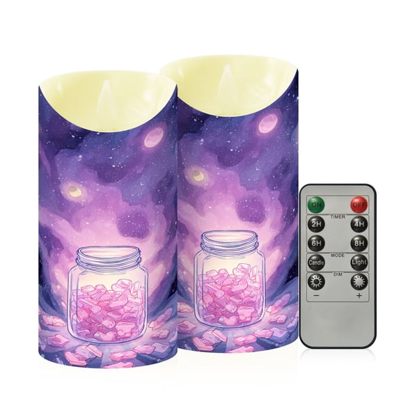 RMDQTR 2PCS Tapered Flickering Flame Candle Lamp LED Simulated Candle Christmas Holiday Decorations Flame-Free Safety Ambient Lighting Ethereal Galaxy