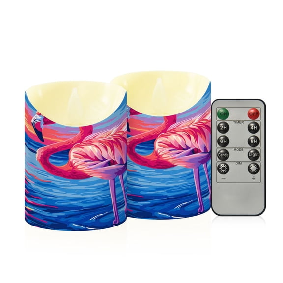 RMDQTR 2PCS Tapered Flickering Flame Candle Lamp LED Simulated Candle Christmas Holiday Decorations Flame-Free Safety Ambient Lighting Flamingos by The Seaside
