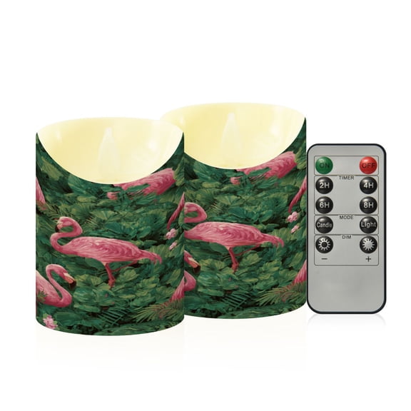 RMDQTR 2PCS Tapered Flickering Flame Candle Lamp LED Simulated Candle Christmas Holiday Decorations Flame-Free Safety Ambient Lighting Flamingos in Tropical Jungle