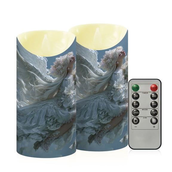 RMDQTR 2PCS Tapered Flickering Flame Candle Lamp LED Simulated Candle Christmas Holiday Decorations Flame-Free Safety Ambient Lighting Flower Angel