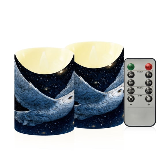 RMDQTR 2PCS Tapered Flickering Flame Candle Lamp LED Simulated Candle Christmas Holiday Decorations Flame-Free Safety Ambient Lighting Flying Owl
