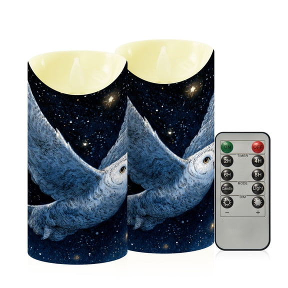 RMDQTR 2PCS Tapered Flickering Flame Candle Lamp LED Simulated Candle Christmas Holiday Decorations Flame-Free Safety Ambient Lighting Flying Owl