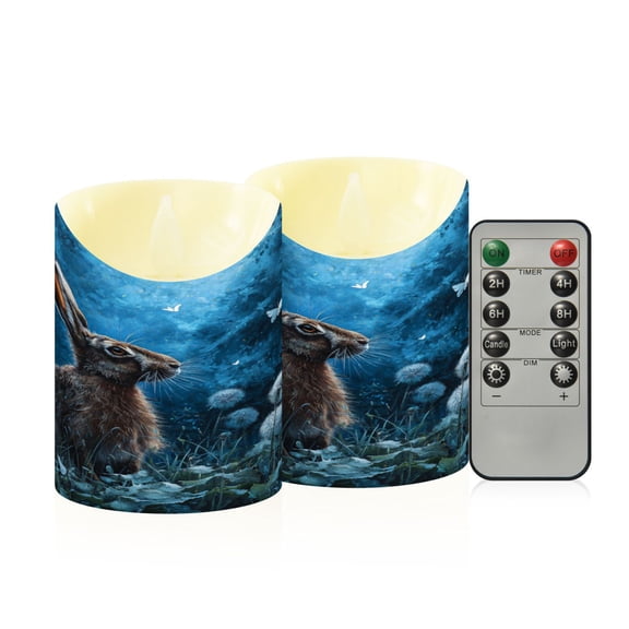 RMDQTR 2PCS Tapered Flickering Flame Candle Lamp LED Simulated Candle Christmas Holiday Decorations Flame-Free Safety Ambient Lighting Forest Brown Hare