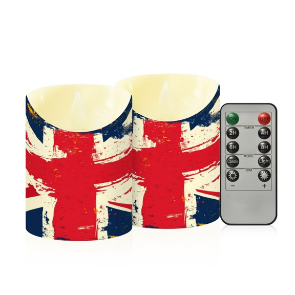RMDQTR 2PCS Tapered Flickering Flame Candle Lamp LED Simulated Candle Christmas Holiday Decorations Flame-Free Safety Ambient Lighting Graffiti Flag