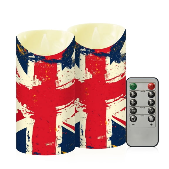 RMDQTR 2PCS Tapered Flickering Flame Candle Lamp LED Simulated Candle Christmas Holiday Decorations Flame-Free Safety Ambient Lighting Graffiti Flag