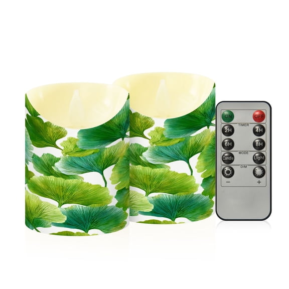 RMDQTR 2PCS Tapered Flickering Flame Candle Lamp LED Simulated Candle Christmas Holiday Decorations Flame-Free Safety Ambient Lighting Green Color Scheme