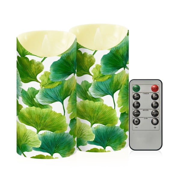 RMDQTR 2PCS Tapered Flickering Flame Candle Lamp LED Simulated Candle Christmas Holiday Decorations Flame-Free Safety Ambient Lighting Green Color Scheme