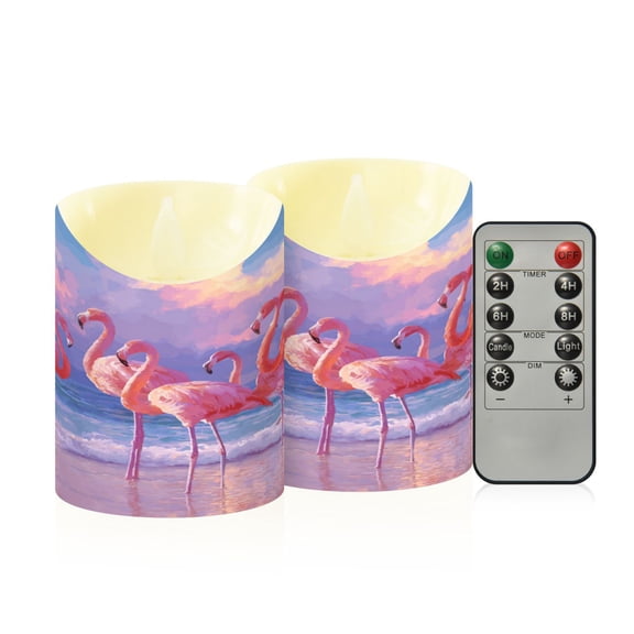 RMDQTR 2PCS Tapered Flickering Flame Candle Lamp LED Simulated Candle Christmas Holiday Decorations Flame-Free Safety Ambient Lighting Group Of Pink Flamingos