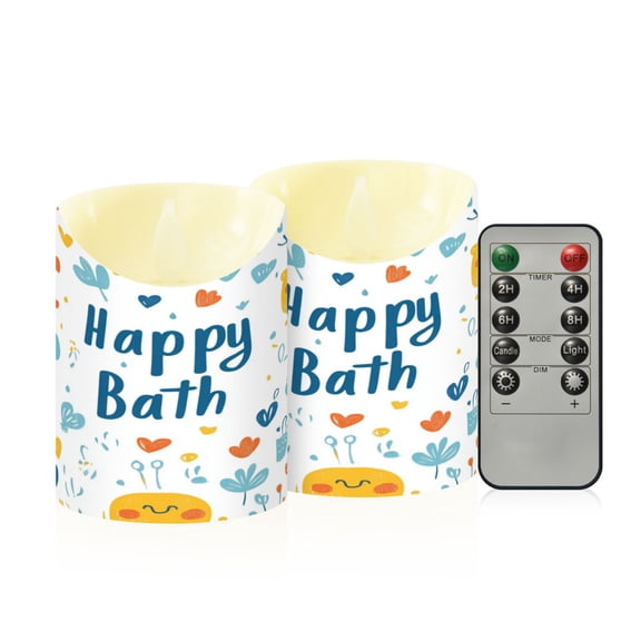 RMDQTR 2PCS Tapered Flickering Flame Candle Lamp LED Simulated Candle Christmas Holiday Decorations Flame-Free Safety Ambient Lighting Happy Bath Pattern