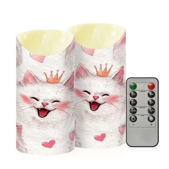 RMDQTR 2PCS Tapered Flickering Flame Candle Lamp LED Simulated Candle Christmas Holiday Decorations Flame-Free Safety Ambient Lighting Happy Birthday Cats