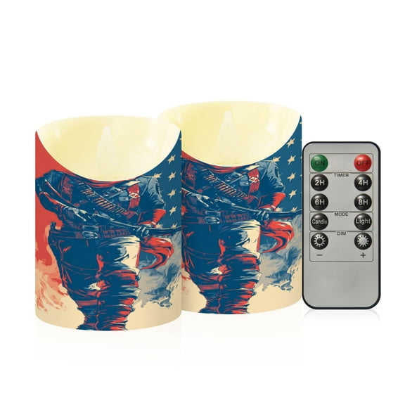 RMDQTR 2PCS Tapered Flickering Flame Candle Lamp LED Simulated Candle Christmas Holiday Decorations Flame-Free Safety Ambient Lighting Independent Western Cowboy