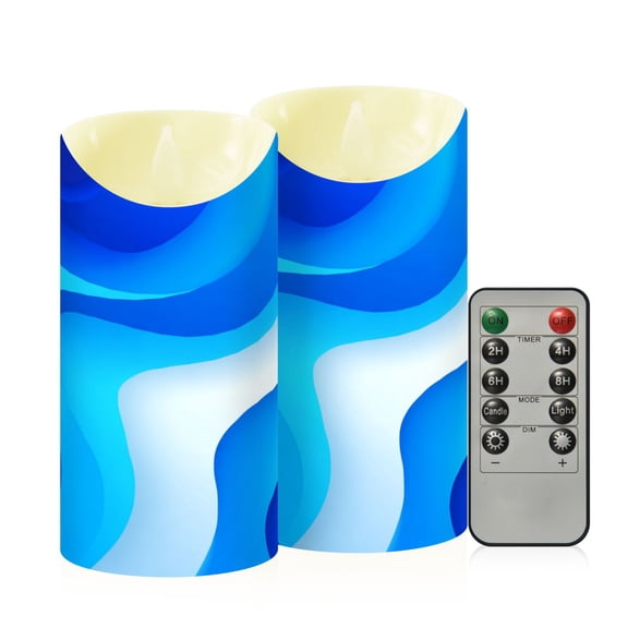 RMDQTR 2PCS Tapered Flickering Flame Candle Lamp LED Simulated Candle Christmas Holiday Decorations Flame-Free Safety Ambient Lighting Light Blue Flowing River