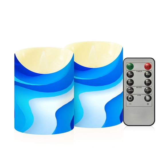 RMDQTR 2PCS Tapered Flickering Flame Candle Lamp LED Simulated Candle Christmas Holiday Decorations Flame-Free Safety Ambient Lighting Light Blue Flowing River