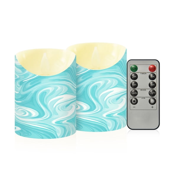 RMDQTR 2PCS Tapered Flickering Flame Candle Lamp LED Simulated Candle Christmas Holiday Decorations Flame-Free Safety Ambient Lighting Light Blue Smooth Lines