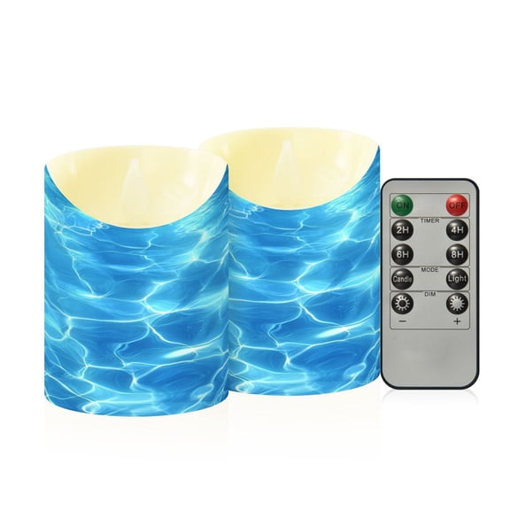 RMDQTR 2PCS Tapered Flickering Flame Candle Lamp LED Simulated Candle Christmas Holiday Decorations Flame-Free Safety Ambient Lighting Light Blue Water Ripple