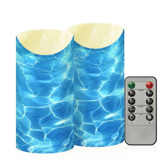 RMDQTR 2PCS Tapered Flickering Flame Candle Lamp LED Simulated Candle Christmas Holiday Decorations Flame-Free Safety Ambient Lighting Light Blue Water Ripple