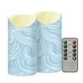 thumbnail image 1 of RMDQTR 2PCS Tapered Flickering Flame Candle Lamp LED Simulated Candle Christmas Holiday Decorations Flame-Free Safety Ambient Lighting Light Blue Wavy Lines, 1 of 8