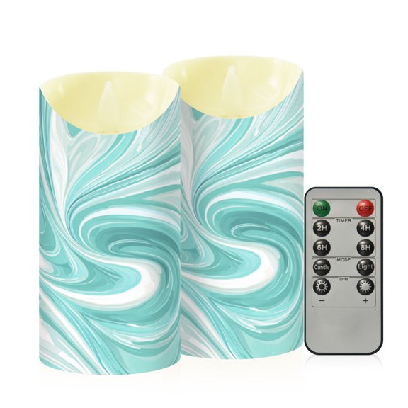 RMDQTR 2PCS Tapered Flickering Flame Candle Lamp LED Simulated Candle Christmas Holiday Decorations Flame-Free Safety Ambient Lighting Light Green Flowing Swirls