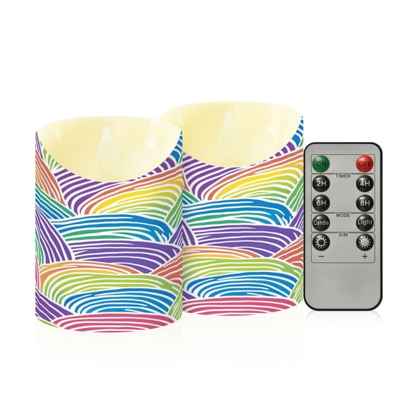 RMDQTR 2PCS Tapered Flickering Flame Candle Lamp LED Simulated Candle Christmas Holiday Decorations Flame-Free Safety Ambient Lighting Line Rainbow