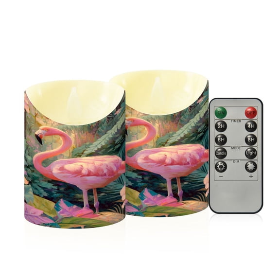RMDQTR 2PCS Tapered Flickering Flame Candle Lamp LED Simulated Candle Christmas Holiday Decorations Flame-Free Safety Ambient Lighting Lonely Flamingo