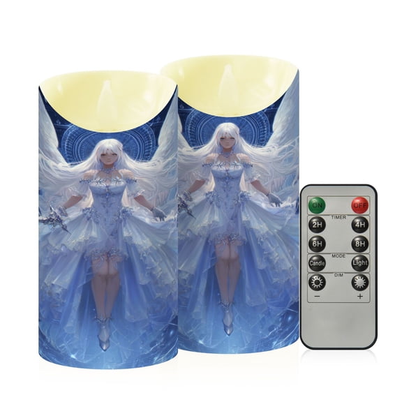 RMDQTR 2PCS Tapered Flickering Flame Candle Lamp LED Simulated Candle Christmas Holiday Decorations Flame-Free Safety Ambient Lighting Lord Angel