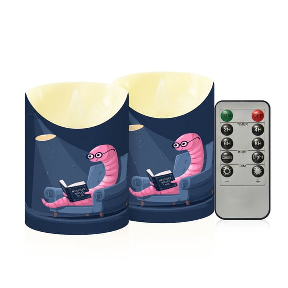 RMDQTR 2PCS Tapered Flickering Flame Candle Lamp LED Simulated Candle Christmas Holiday Decorations Flame-Free Safety Ambient Lighting Mr. Earthworm