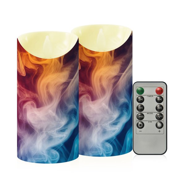 RMDQTR 2PCS Tapered Flickering Flame Candle Lamp LED Simulated Candle Christmas Holiday Decorations Flame-Free Safety Ambient Lighting Multicolor Smoke